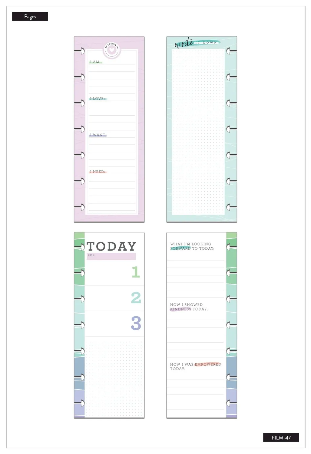 Happy Planner Wellness Mood Tracker recharge Mini 60 feuilles