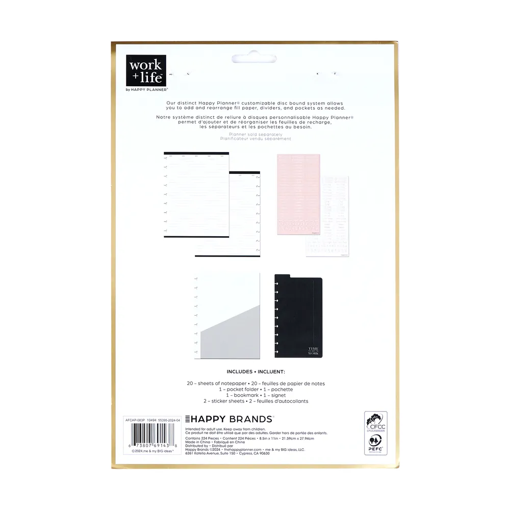 Happy Planner Work Life Onyx pack accessoires Classic noir
