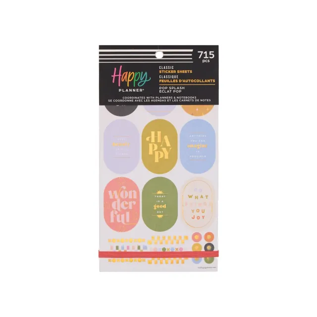 Happy Planner Pop Splash stickers Classic 715 pièces colorés