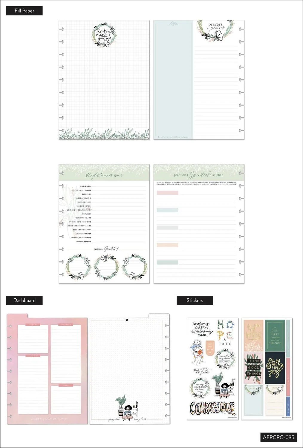 Happy Planner Grace Changes Everything kit accessoires Classic foi