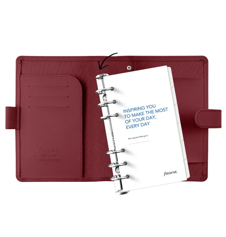 Filofax Saffiano Organiser Personal organiseur rouge cerise similicuir