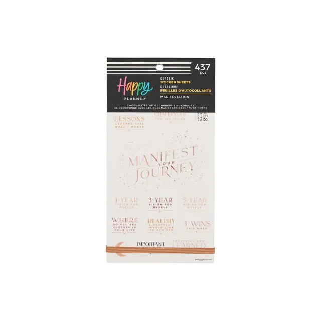 Happy Planner Manifest stickers value pack 30 feuilles neutres