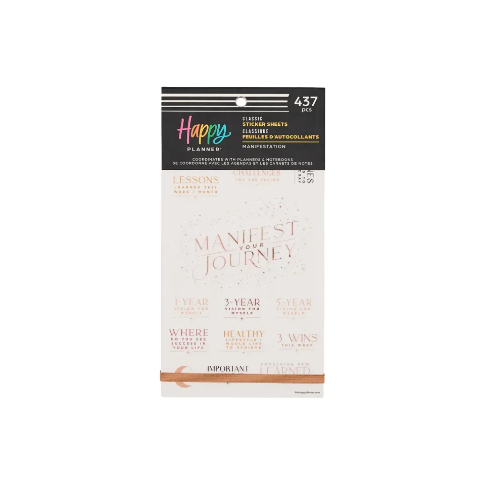 Happy Planner Manifest stickers value pack 30 feuilles neutres