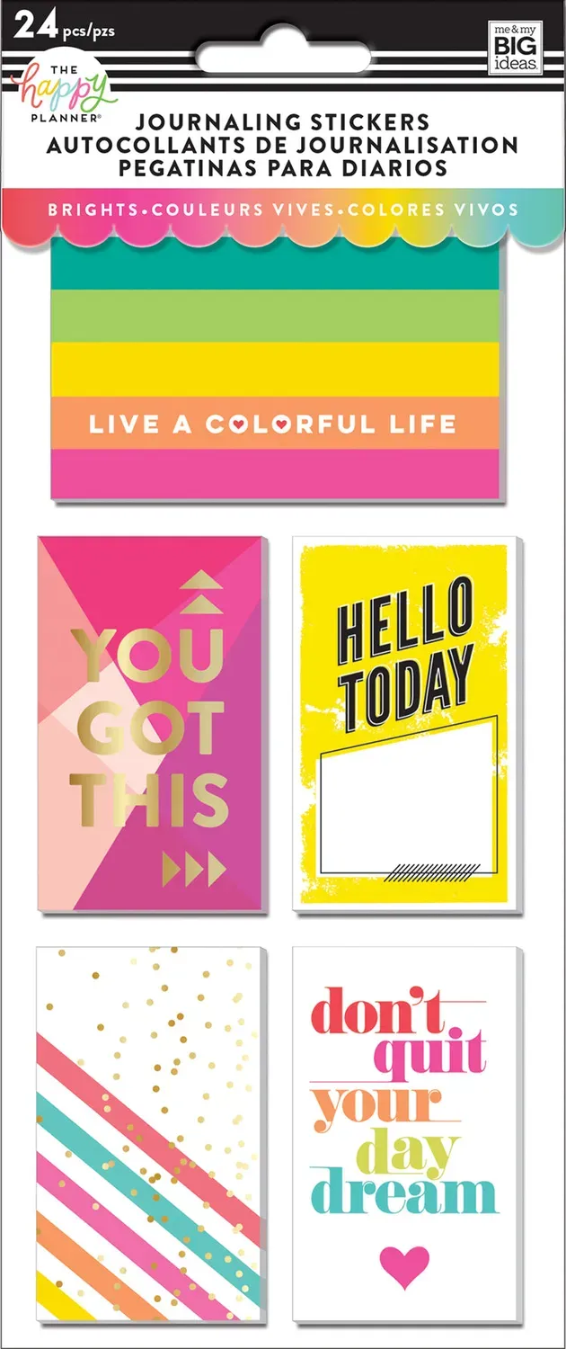 Happy Planner Journaling Flip autocollants Brights 24 pièces