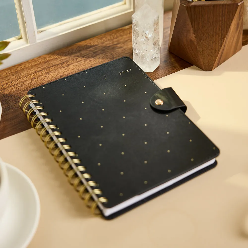 Citrine Midnight Micro Dots planner spiral A5 2027 pro 12 mois noir