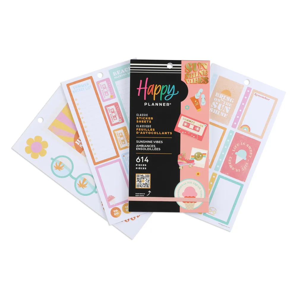 Happy Planner Sunshine Vibes stickers 614 colorés