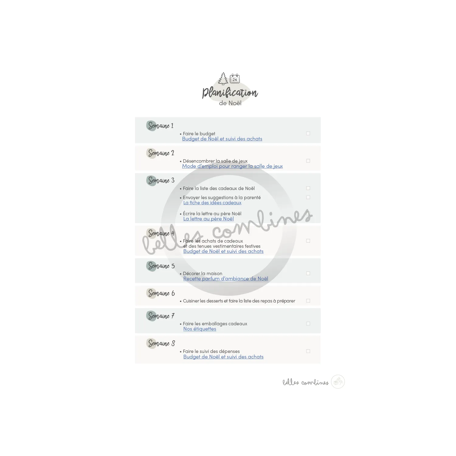 Les Belles Combines Guide de planification pour Noël fiche française