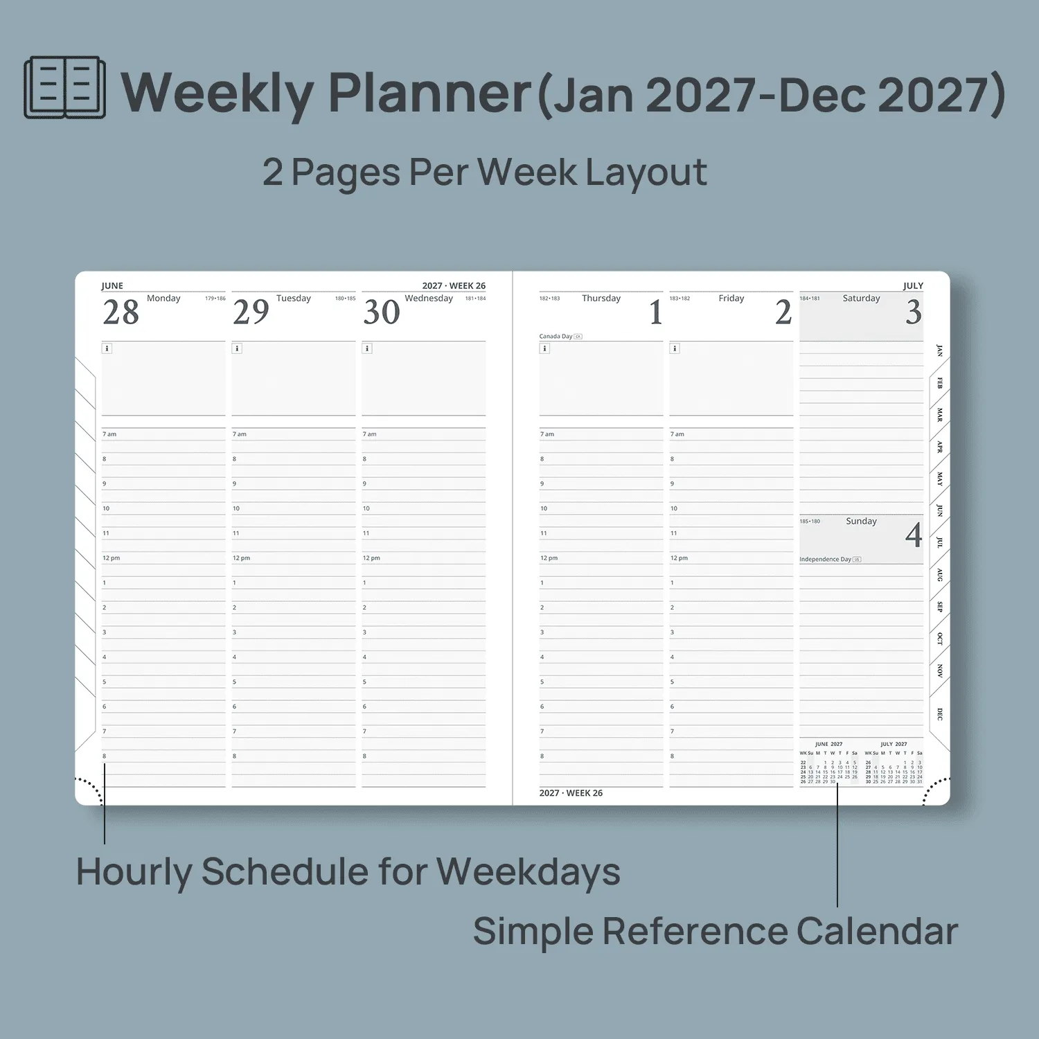 Poprun CEHK7-27 agenda hebdomadaire 2027 21x26cm orange