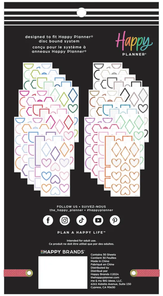 Happy Planner Bright Colorful Boxes stickers Classic 390 autocollants