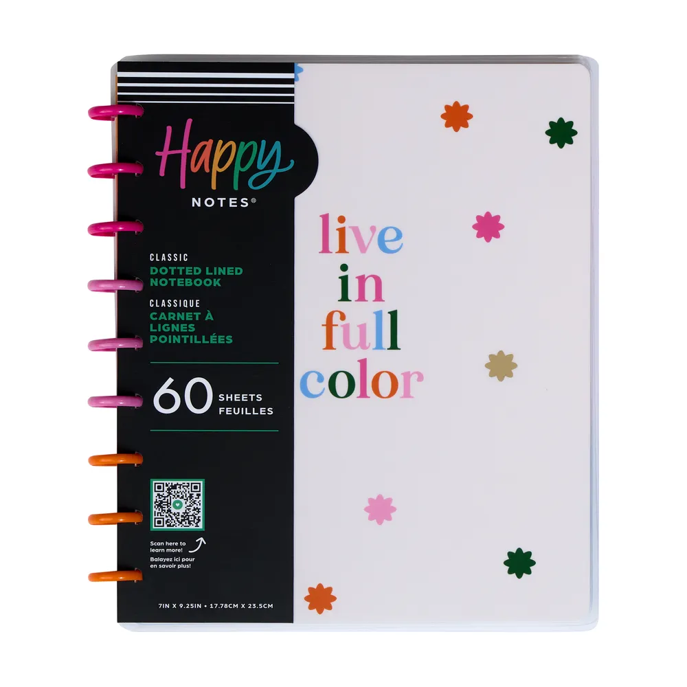 Happy Planner Playful Brights carnet pointillé ligné Classic 60 feuilles