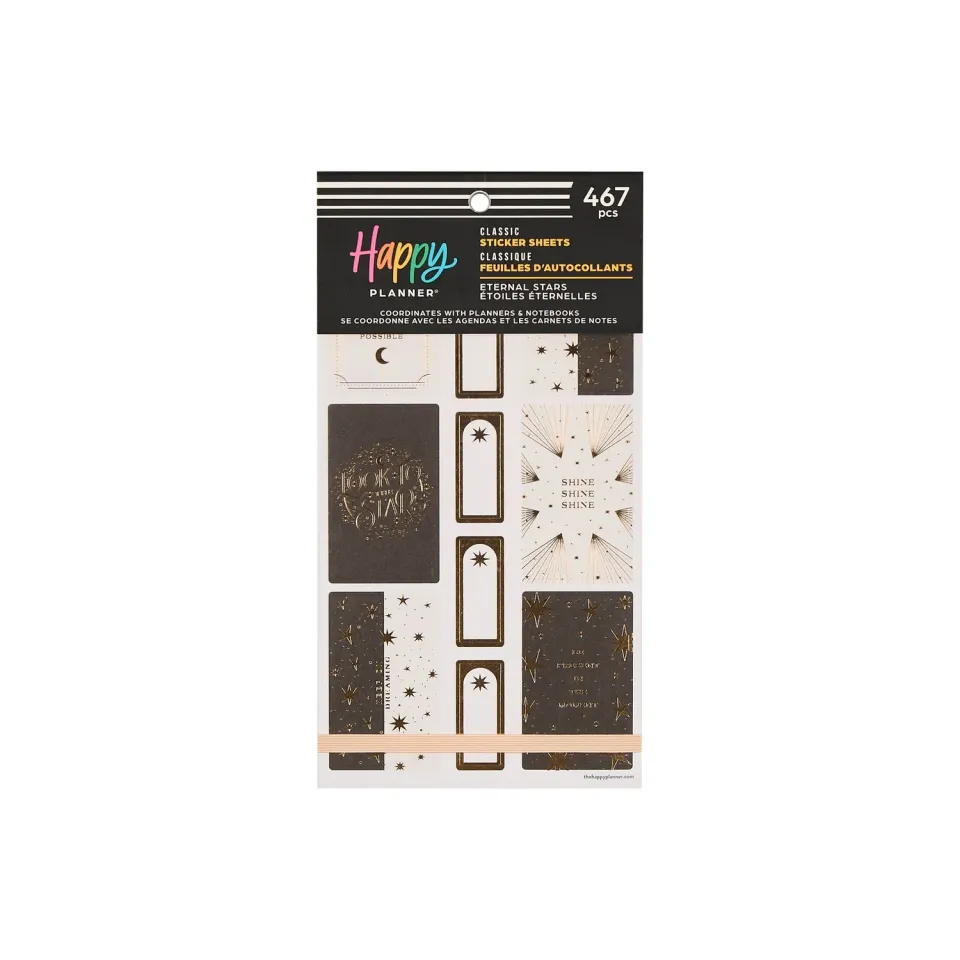 Happy Planner Eternal Stars stickers doré 30 feuilles