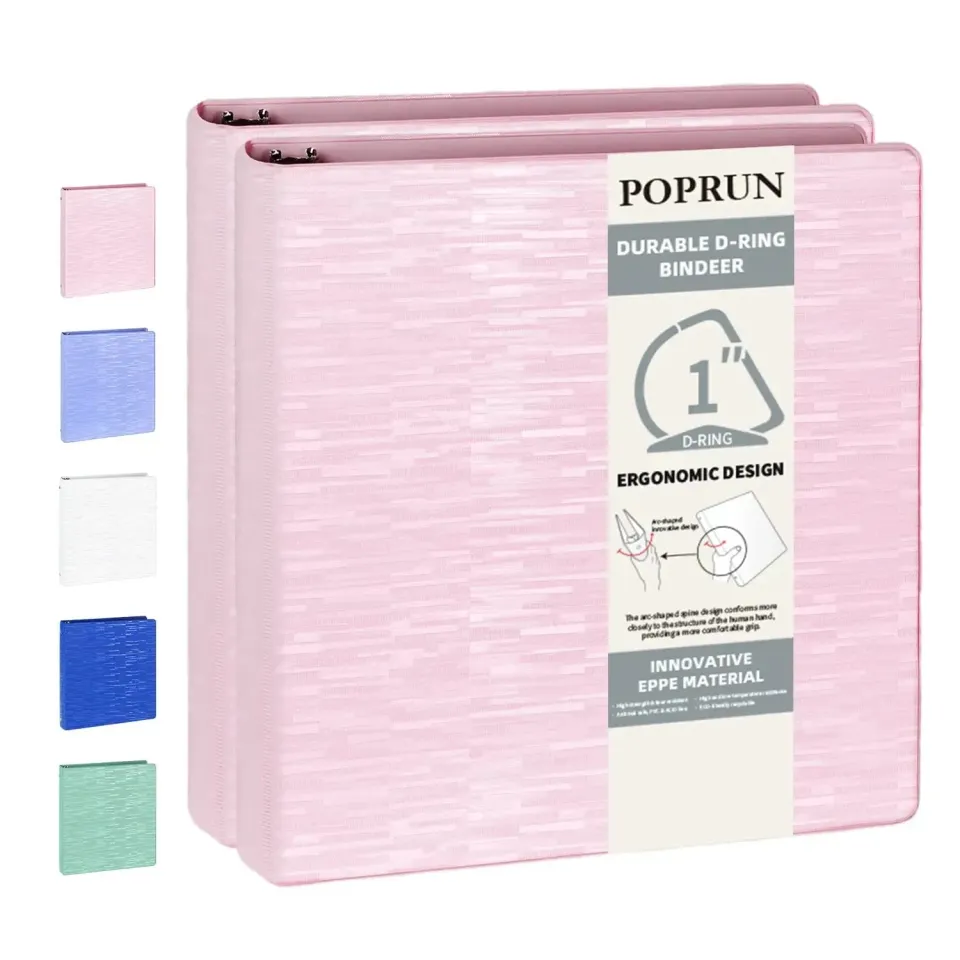 Poprun EP001MD10-P2 classeur anneaux D 1 pouce lot 2 recyclé
