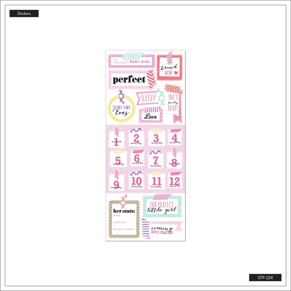 Happy Planner Baby Girl feuille stickers rose naissance