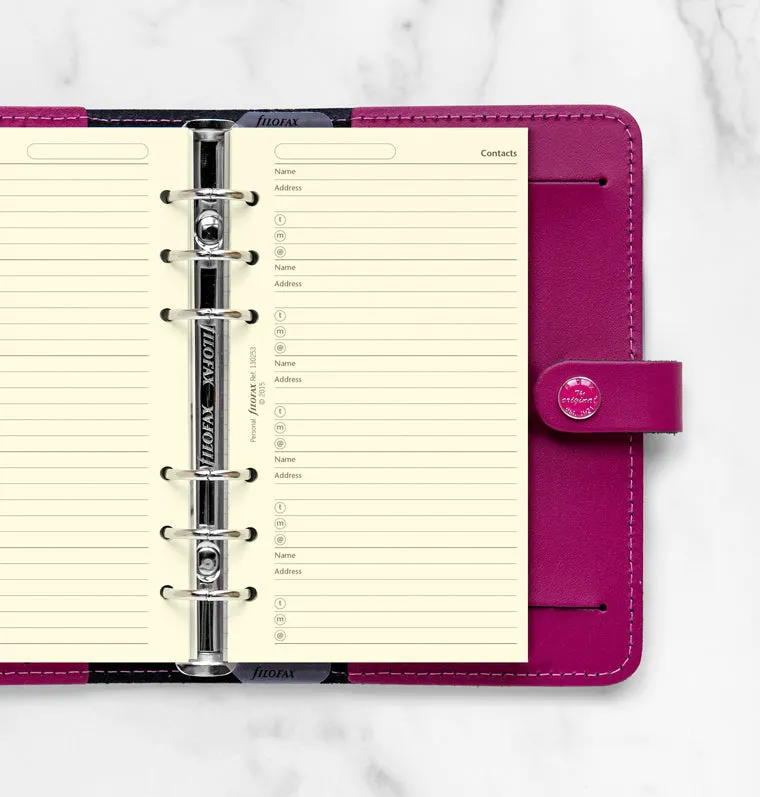 Filofax Personal recharge carnet d'adresses crème 20 feuilles