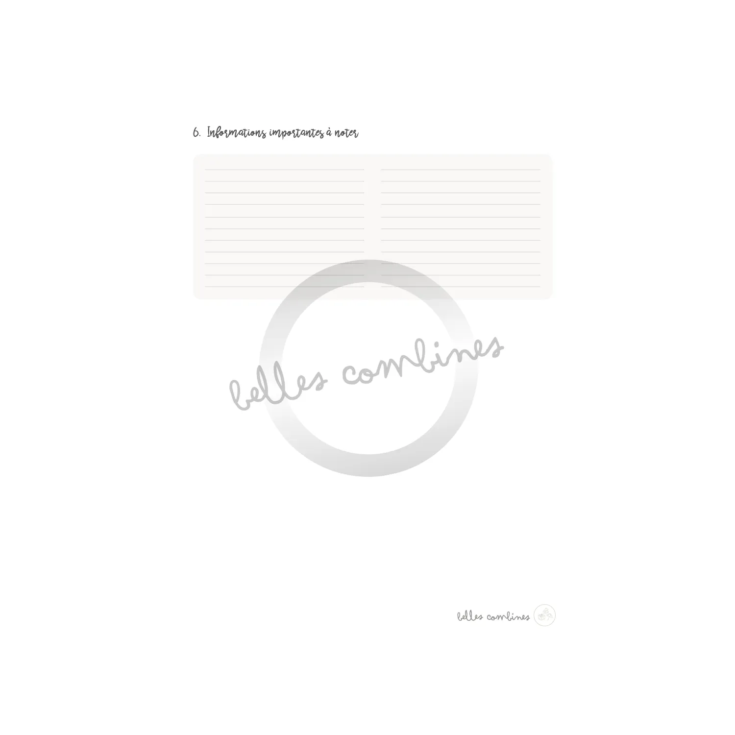 Les Belles Combines Guide planification vacances fiche à imprimer française