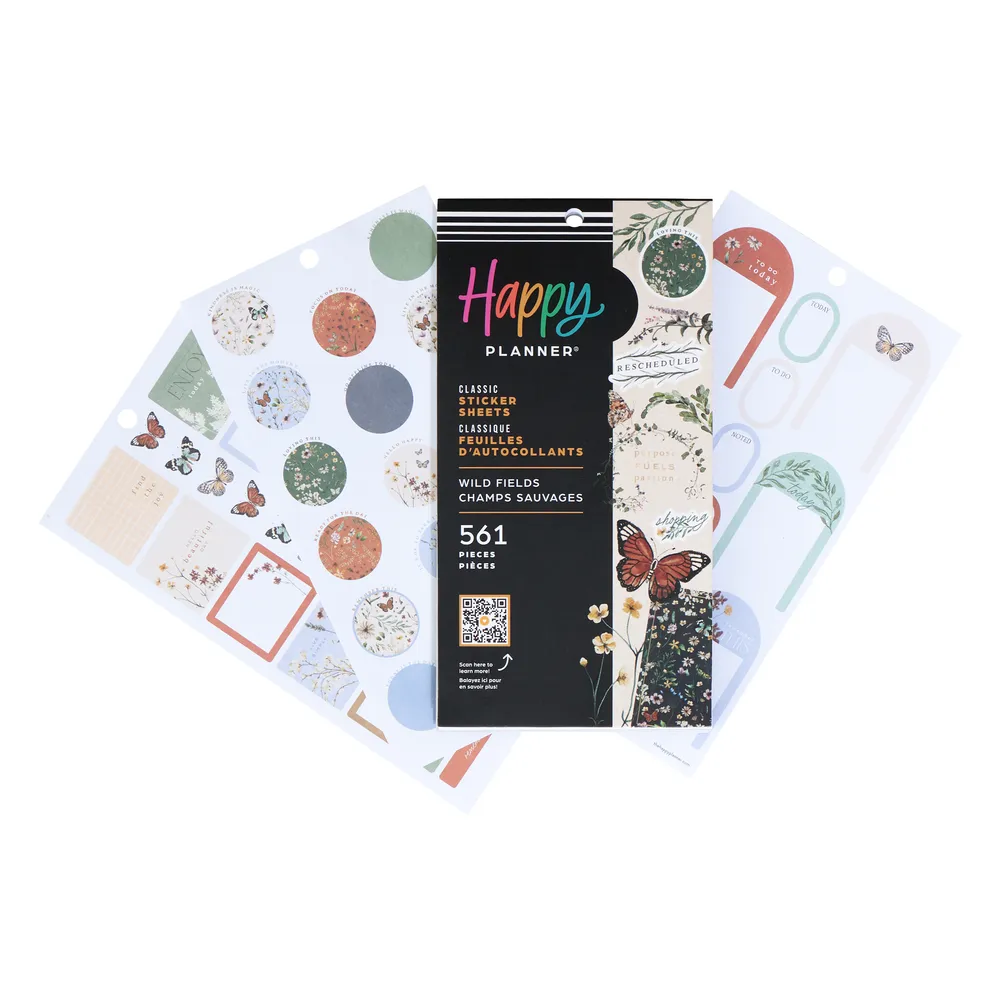 Happy Planner Wild Fields stickers Classic 561 pièces floral