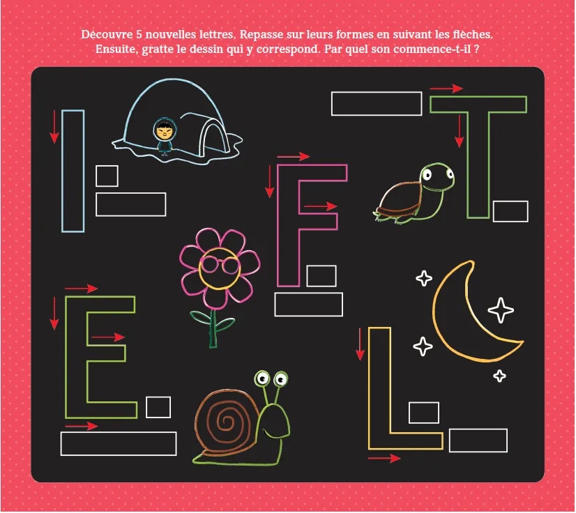 Les Incollables Majuscules cartes à gratter éducatives 5 cartes
