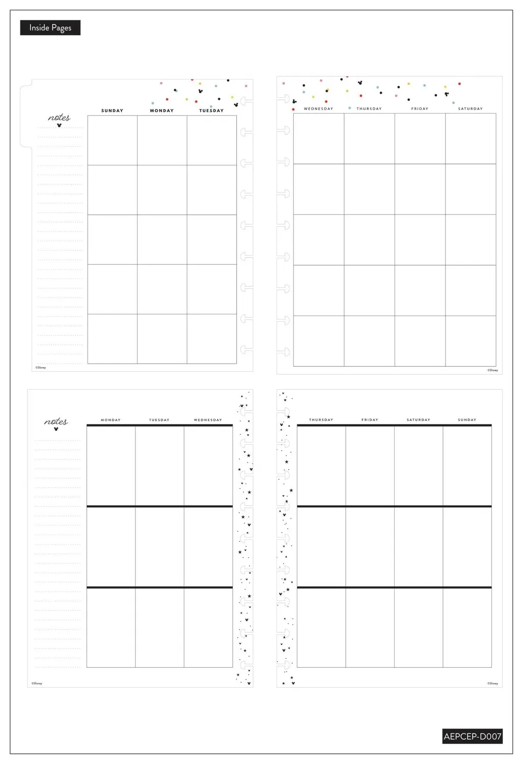 Happy Planner Mickey Minnie extension Classic verticale non datée 6 mois