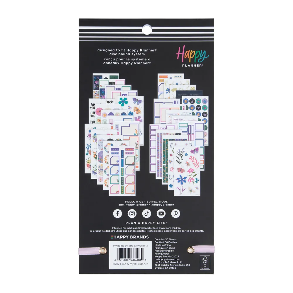 Happy Planner Midnight Botanical stickers Classic 649 pièces