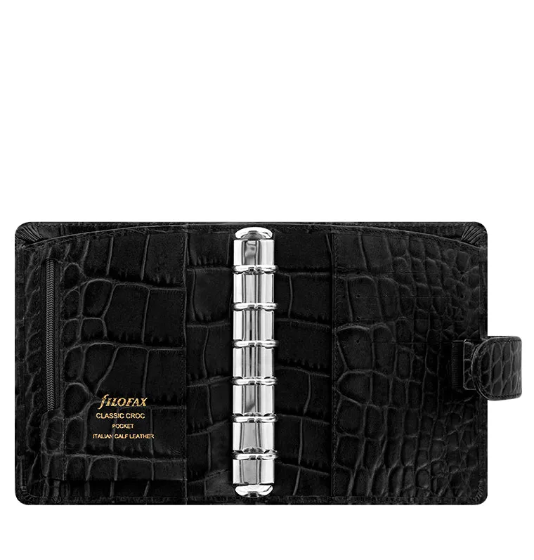 Filofax Classic Croc organiseur Pocket noir cuir