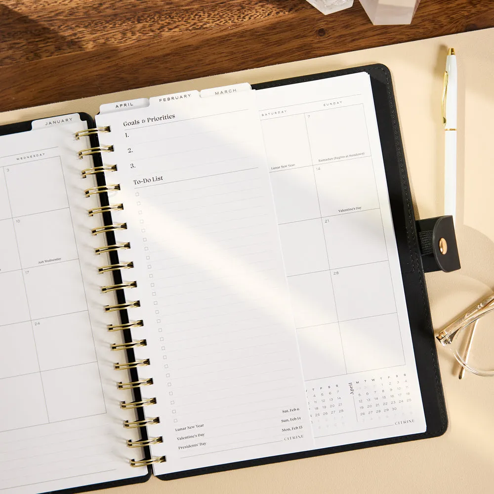 Happy Planner Citrine Midnight 2027 agenda spiralé Classic