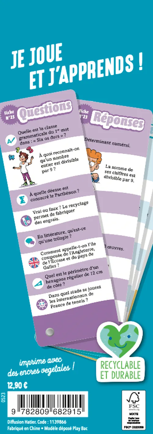 Les Incollables 6e Tout le programme éventails quiz 900 questions 11 ans