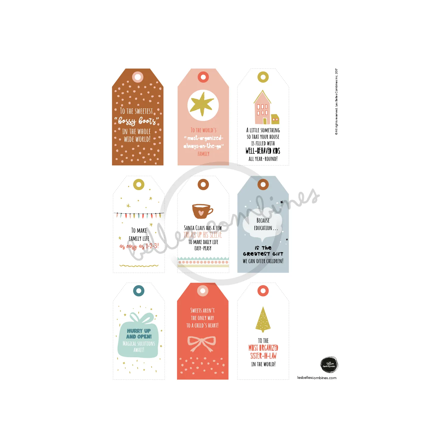 Les Belles Combines Étiquettes cadeaux de Noël à imprimer