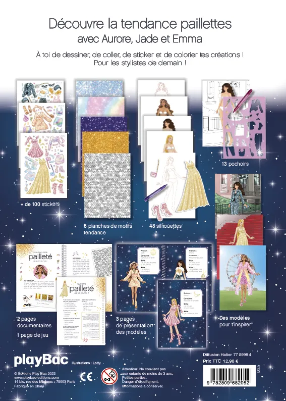 Frigobloc Je crée ma mode cahier créatif paillettes 6 ans