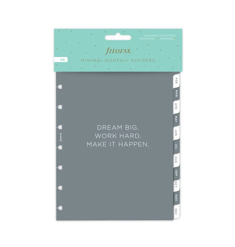 Filofax Minimal A5 intercalaires mensuels notebook 12 mois