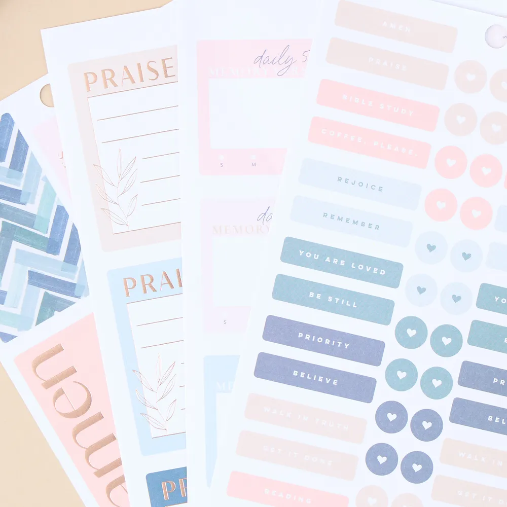 Happy Planner Coastal Faith stickers 30 planches 555 autocollants