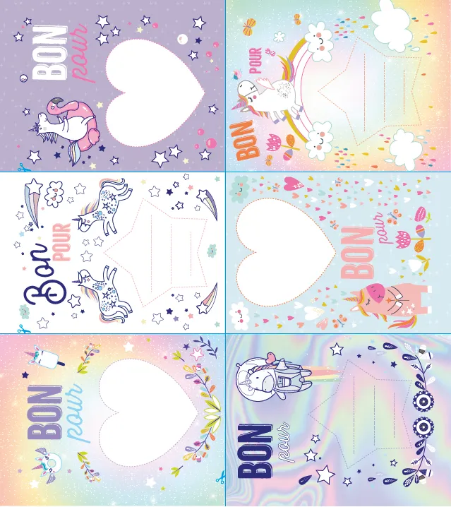 Frigobloc Messages secrets cartes à gratter Licornes 8 cartes