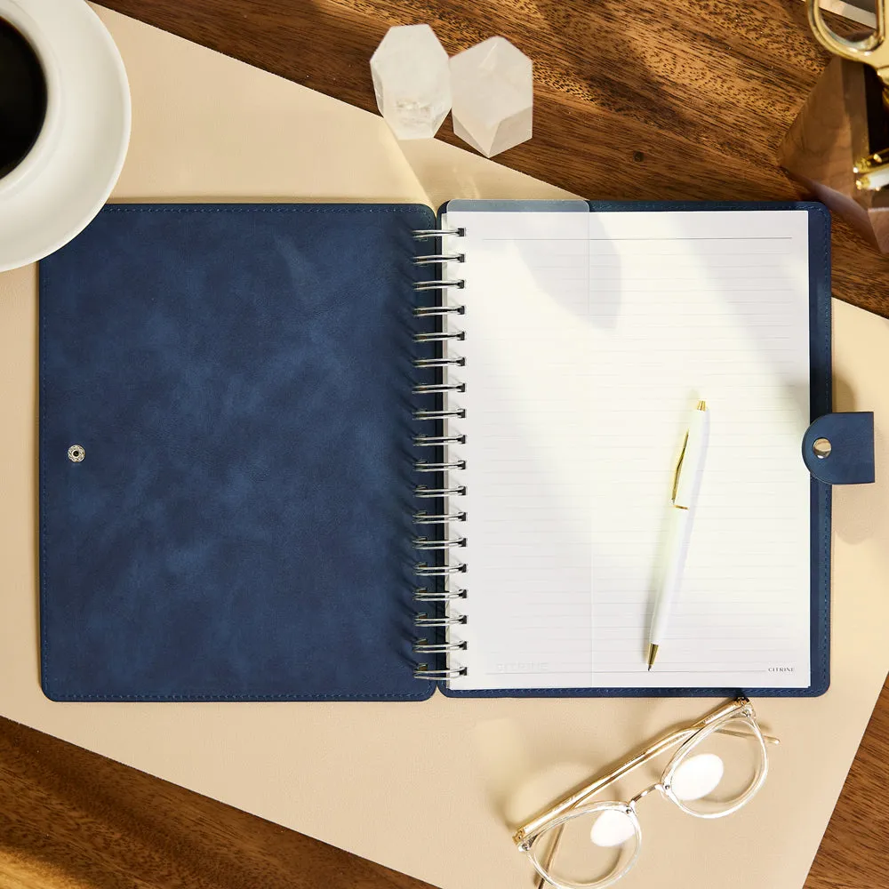 Citrine Navy Classic carnet spirale rechargeable bleu marine pointillé