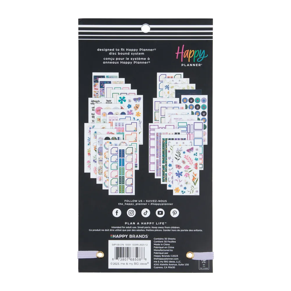 Happy Planner Midnight Botanical stickers Mini 30 feuilles nuit