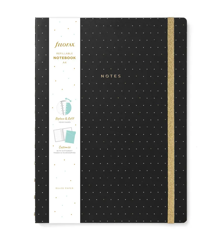 Filofax Moonlight carnet rechargeable A4 noir ligné