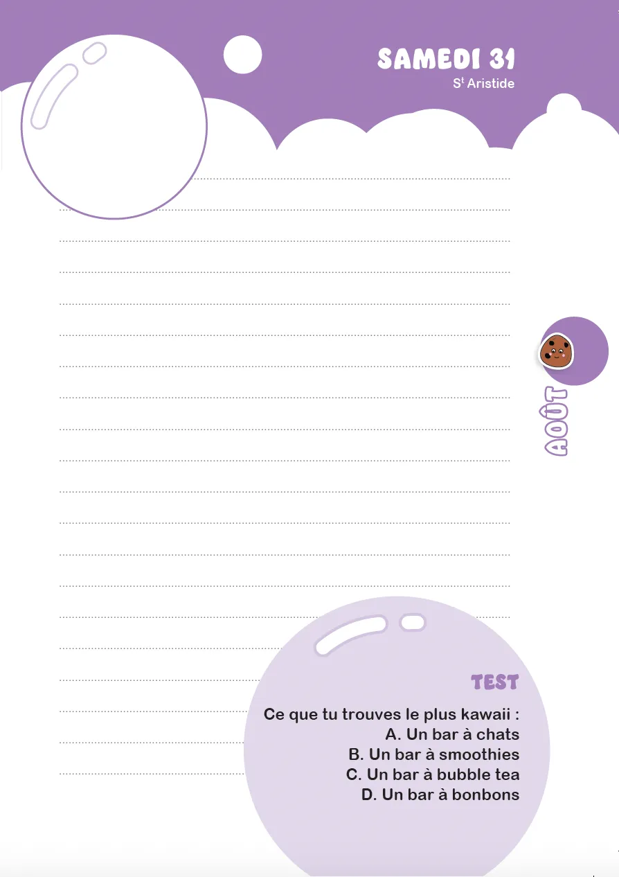 Frigobloc Kawaii 2024-2025 agenda créatif à customiser stickers