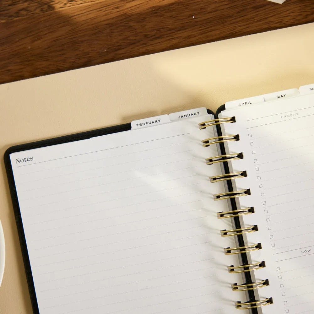 Citrine Midnight Micro Dots planner spiral A5 2027 pro 12 mois noir