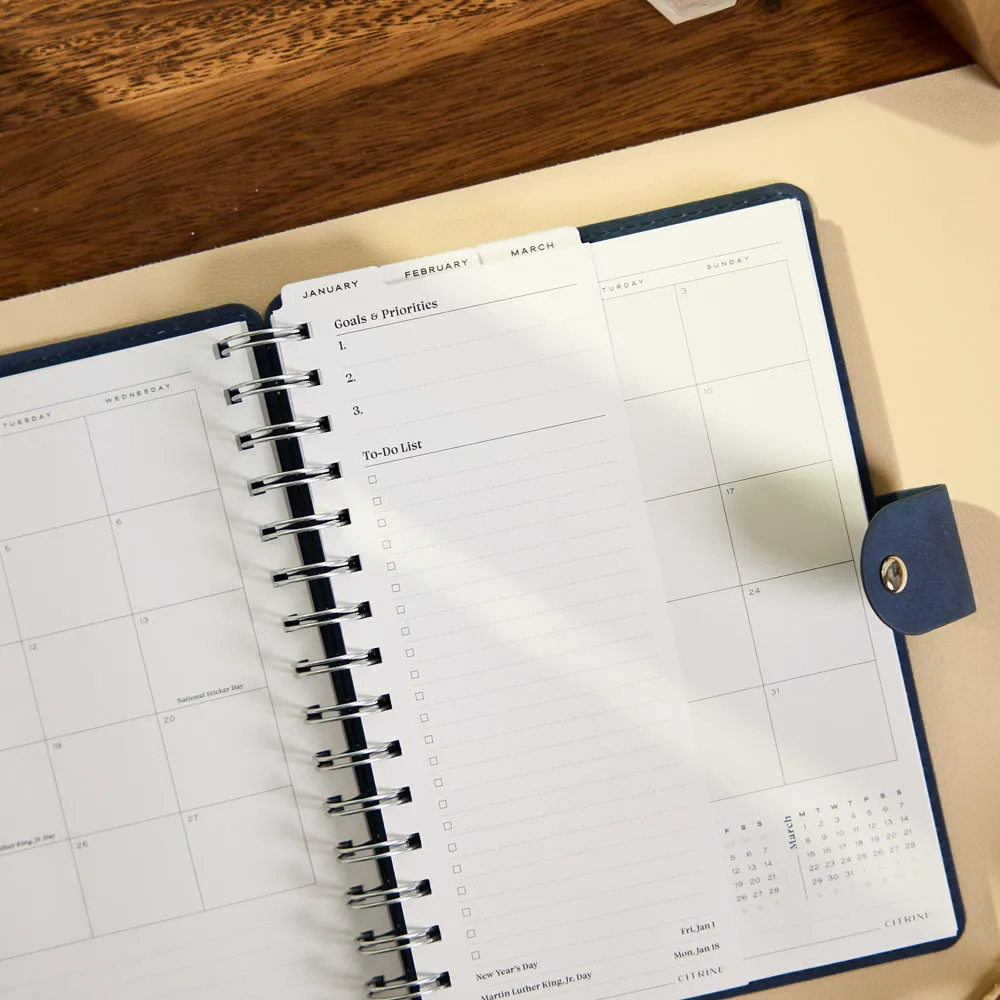 Happy Planner Citrine agenda spirale 2027 navy A5 professionnel