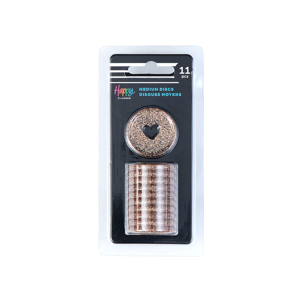 Happy Planner Chestnut Shimmer disques Medium 11 marron pailleté