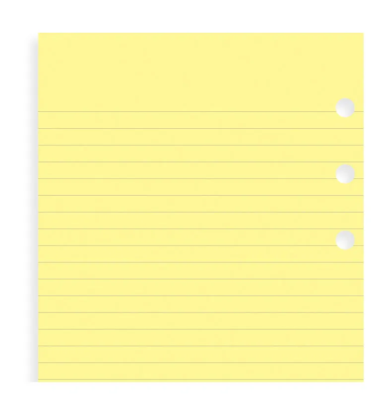Filofax Classic Personal feuilles lignées jaunes 30 feuilles