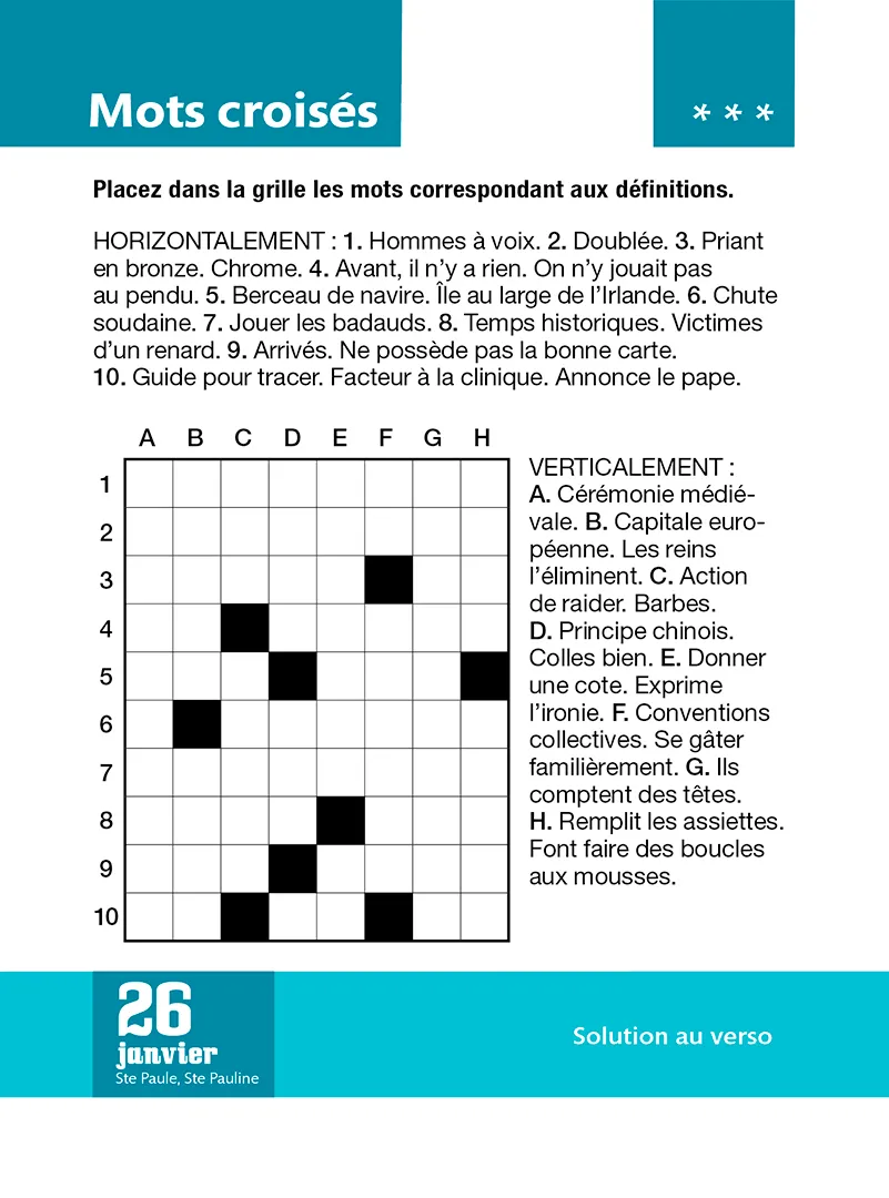 Frigobloc Jeux de lettres calendrier 365 jours à bloc grille