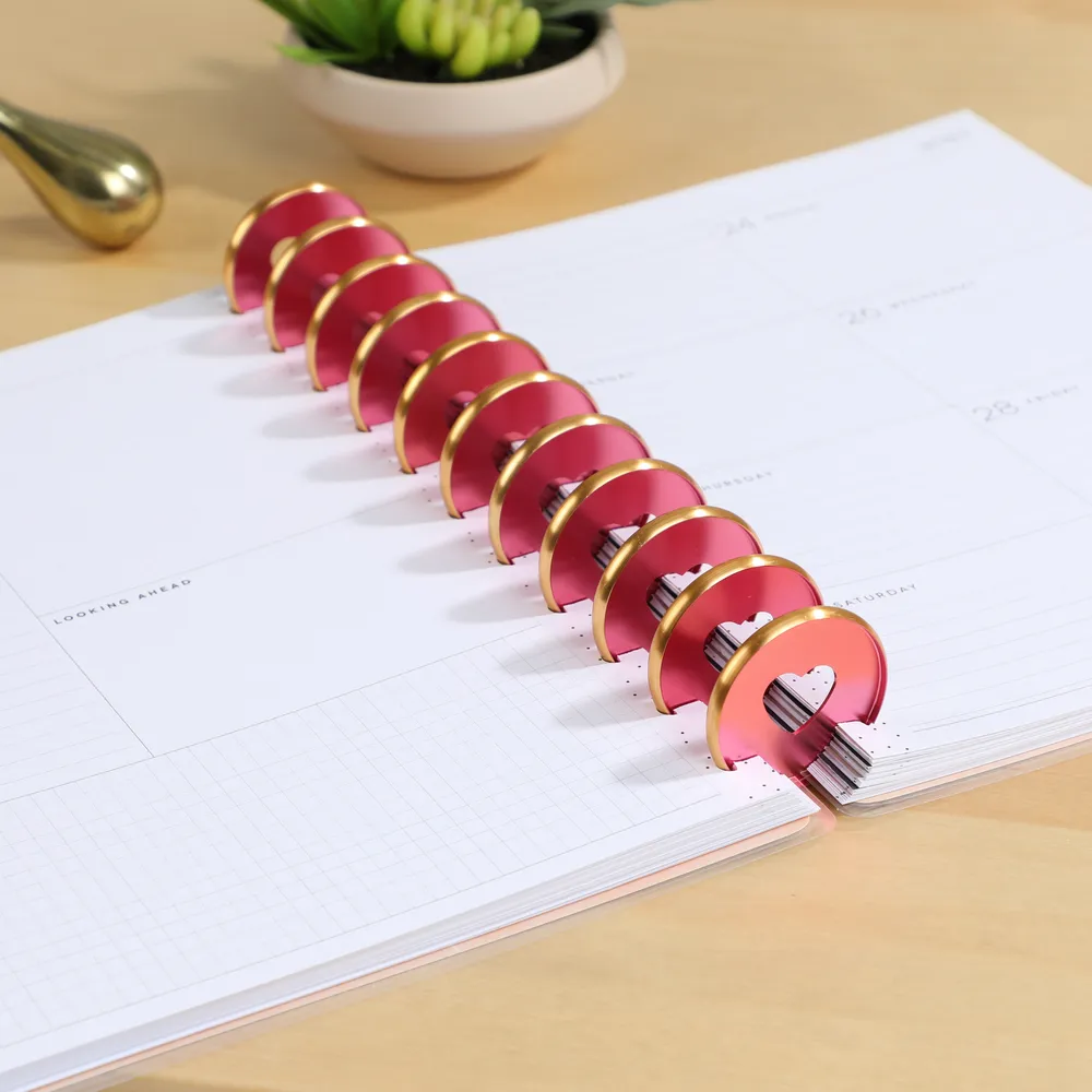 Happy Planner disques métal rose gold cuivre 11 anneaux M
