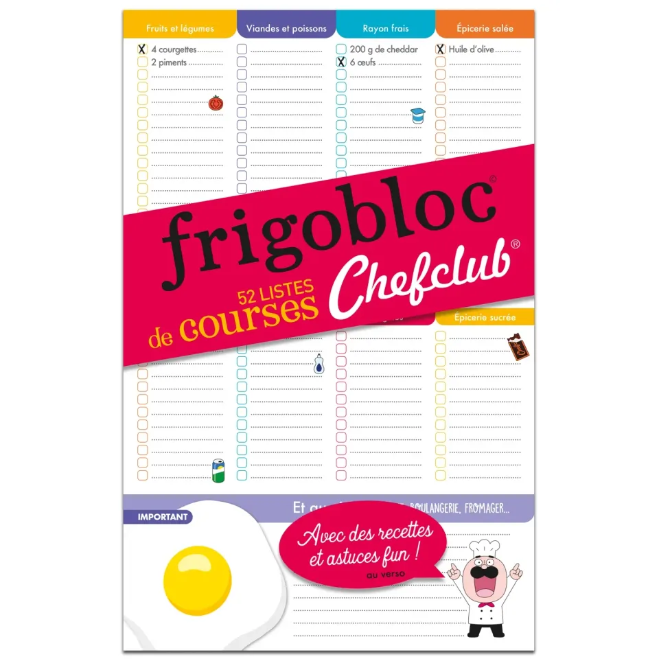 Frigobloc Mes Listes de Courses Chefclub bloc 52 listes