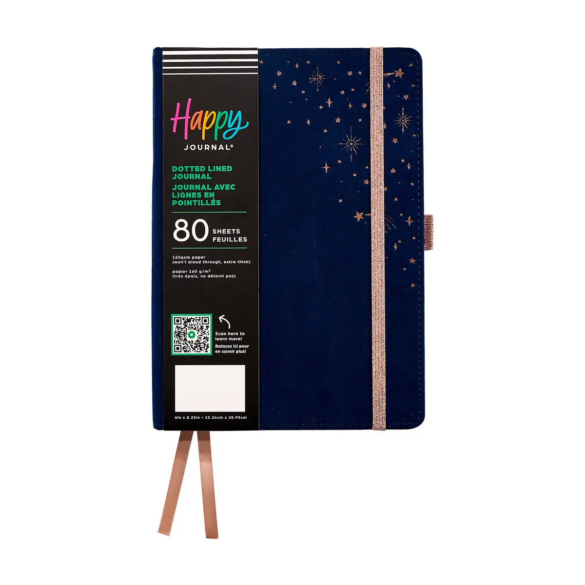 Happy Planner Velvet Stargazer journal pointillé 80 velours bleu