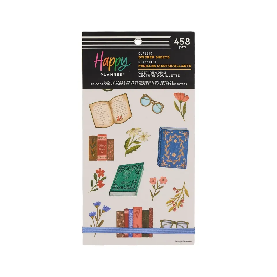 Happy Planner Cozy Reading autocollants Classic x458 lecture