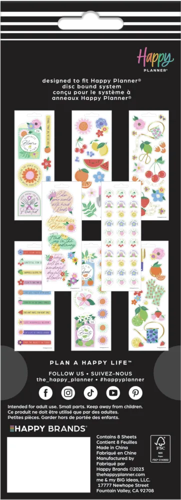 Happy Planner Heart & Home stickers 8 feuilles jardin