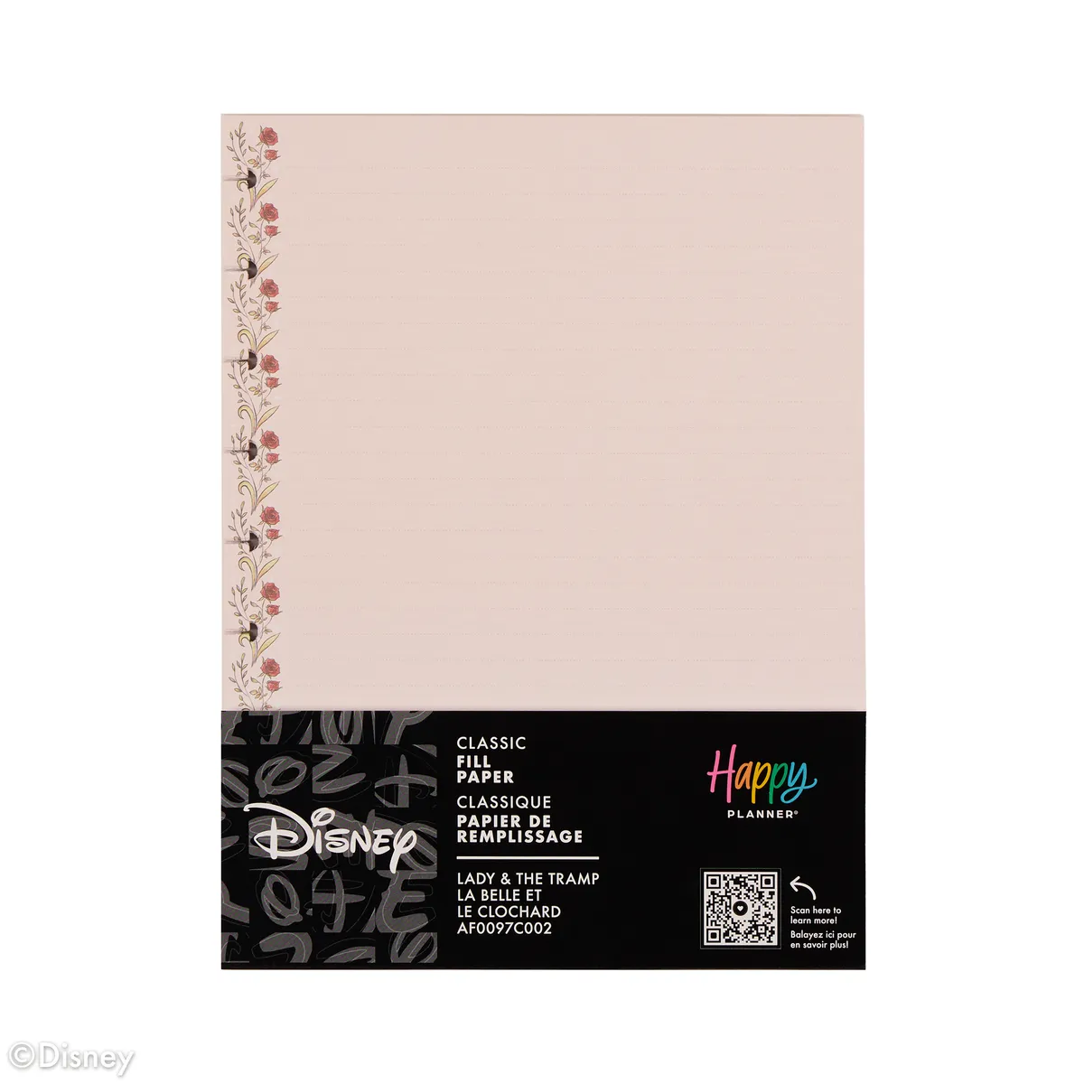 Happy Planner Disney Belle et Clochard recharge Classic pointillée 40 feuilles