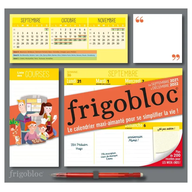 Frigobloc calendrier famille hebdomadaire sept 2021-déc 2022