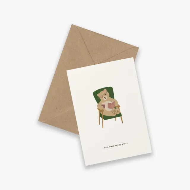 Kartotek Reading Bear carte remerciement ours
