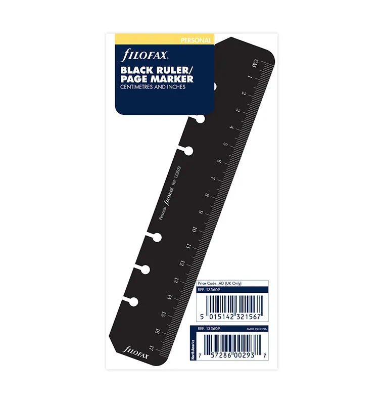 Filofax Classic Personal règle marque-page noir
