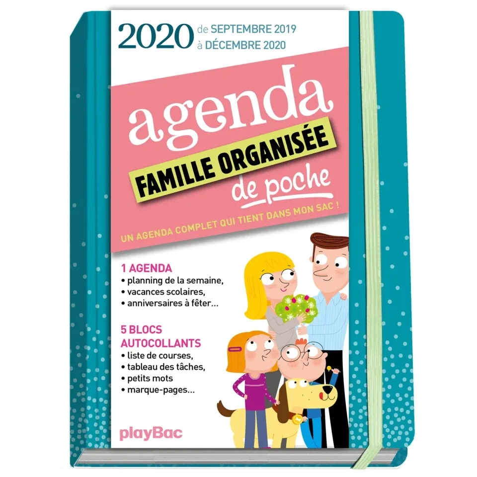 Frigobloc Famille organisée agenda de poche bleu 2019-2020